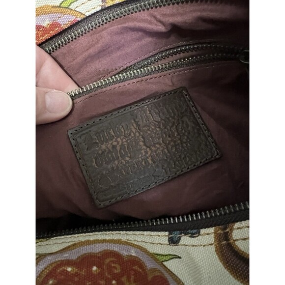 Lucky Brand Vtg Canvas Suede Tote Shoulder Bag Hummingbird Boho Satchel - Picture 3 of 9